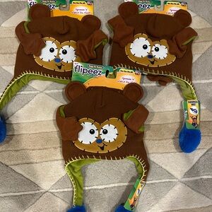 Flipeez Monkey Brown and Blue Kids Hat x 3 lot